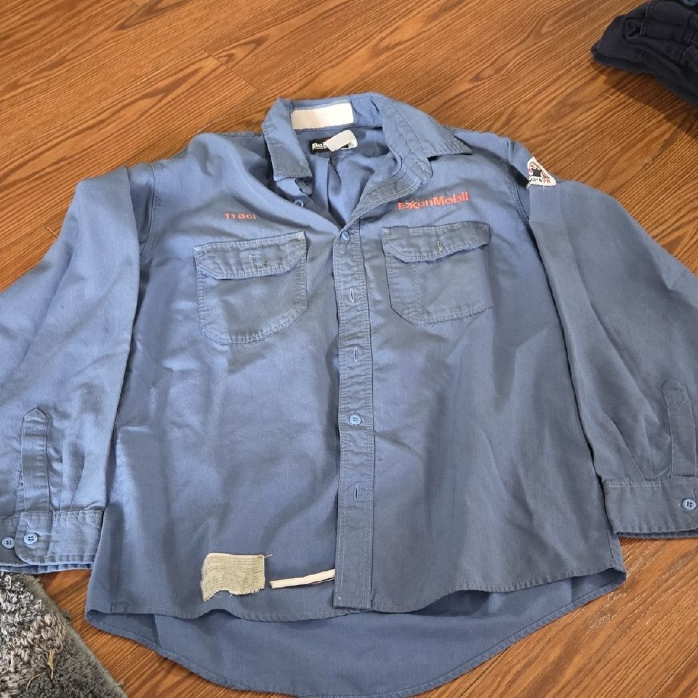 ExxonMobil Blue Casual Button Down Shirt for Men